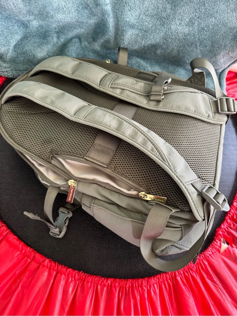 Isaac Mizrahi Olive Green Backpack with Gold Hardware